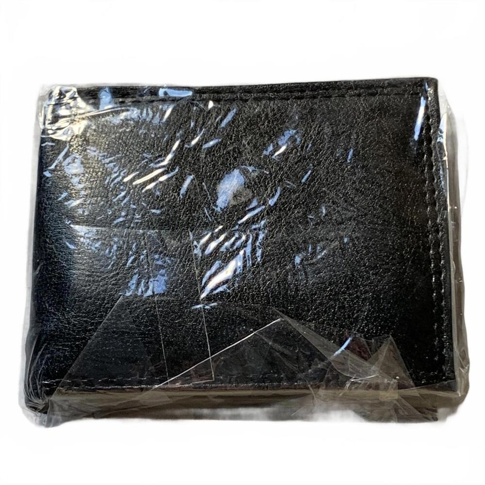 Classic Black Leather Bifold Wallet NEW